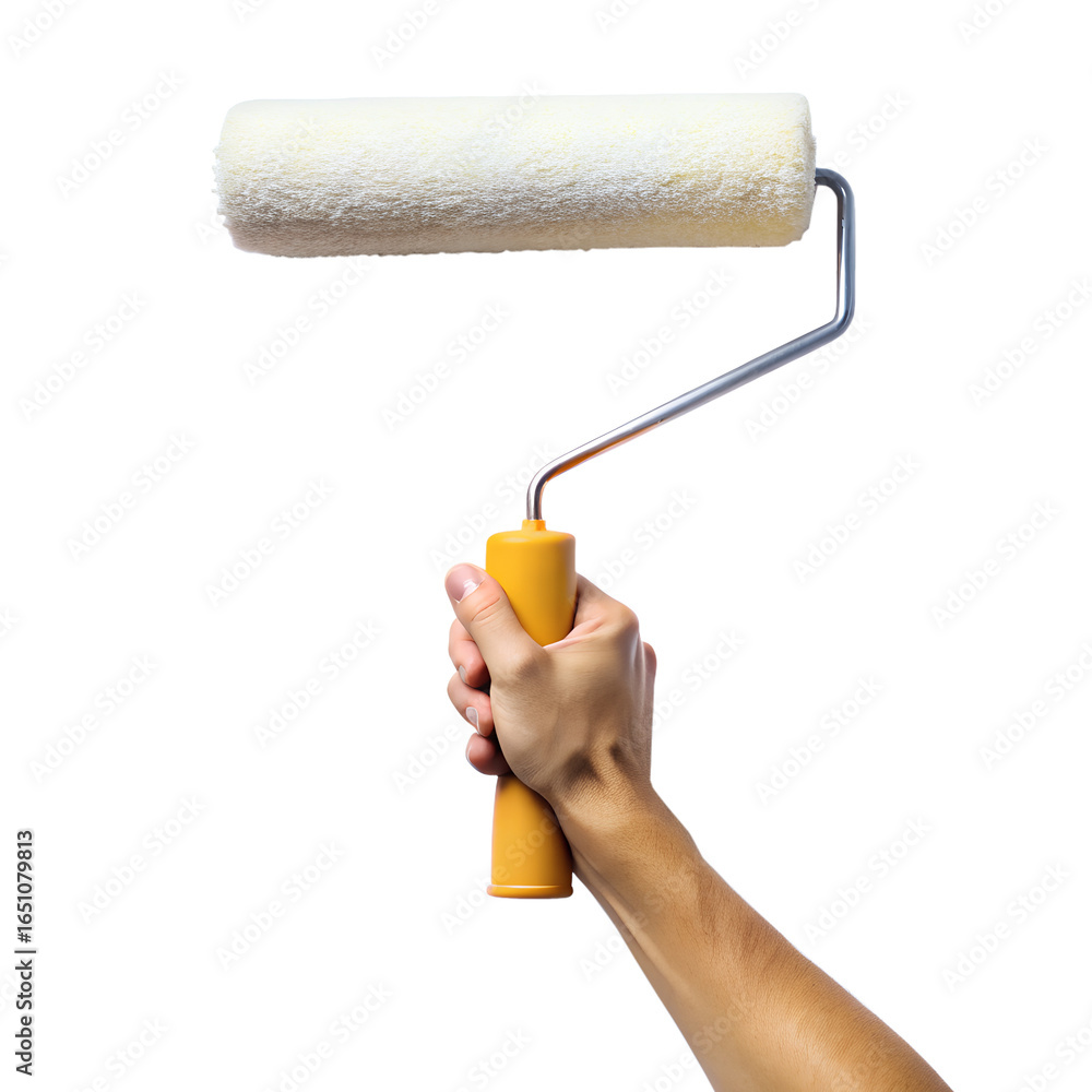 Obraz premium Hand Holding Paint Roller Png Isolated On Transparent Background