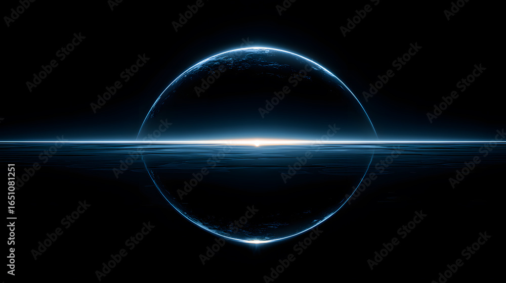 Obraz premium Blue Orb Glow Dark Space