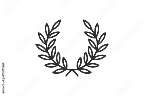 Simple laurel wreath element symmetrical thin line design decoration