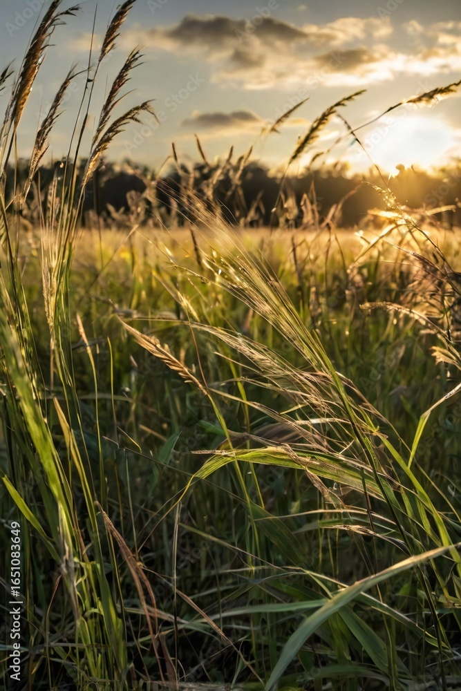 Fototapeta premium wheat field at sunset