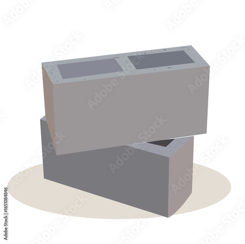  Gray bricks. Concrete building blocks icon. Construction. 