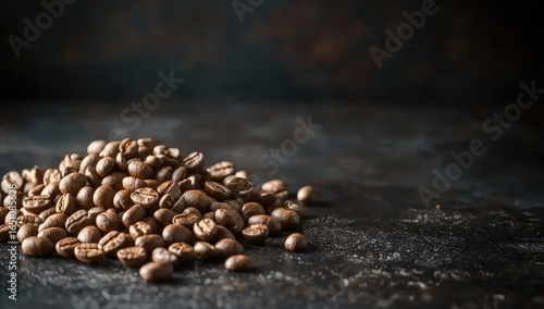 Wallpaper Mural Roasted coffee beans piled on dark surface Torontodigital.ca