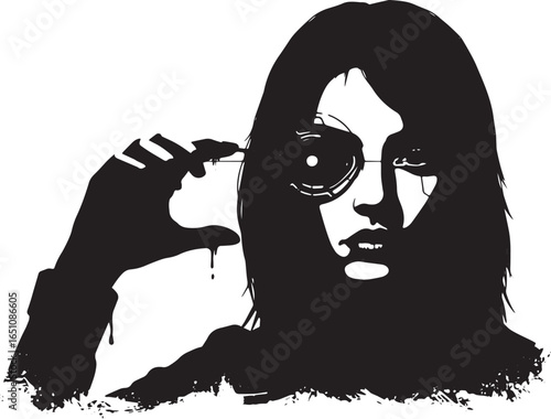 Futuristic vision: A stylized illustration of a woman with a cyb