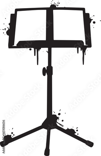Elegant music stand silhouette adorned with artistic splash deco