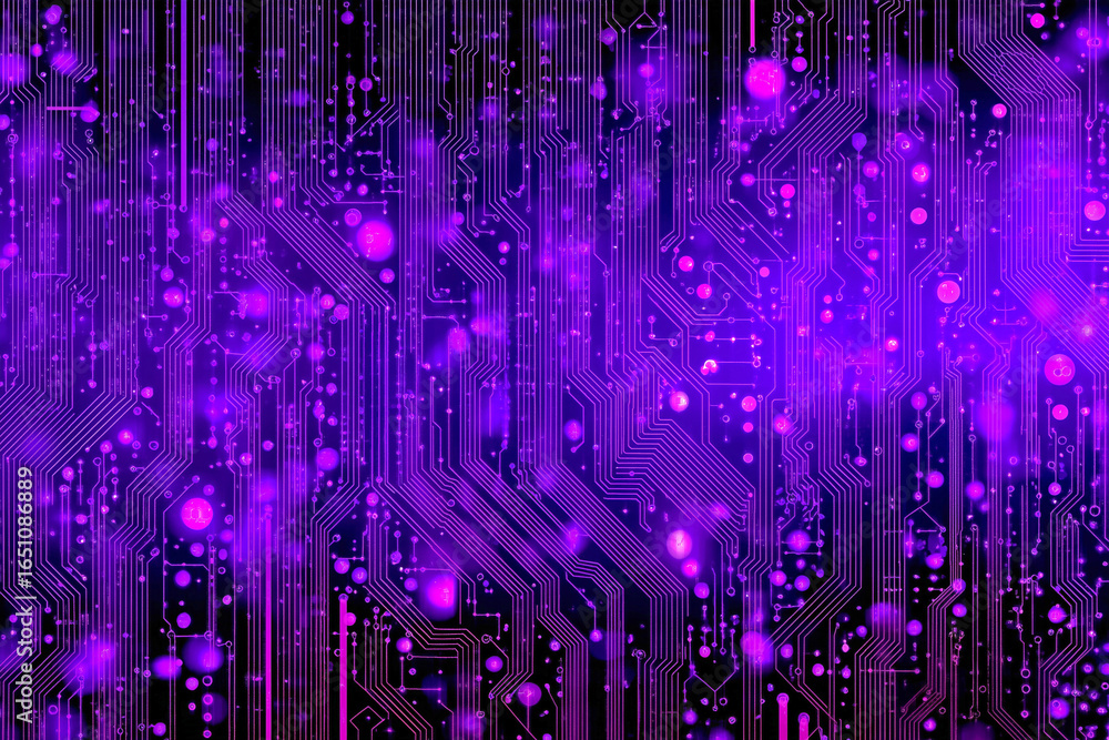 Obraz premium neon purple board placed on top of a computer motherboard AI