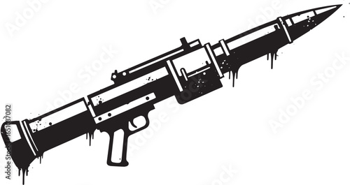 Stylized missile launcher illustration evoking industrial aesthe