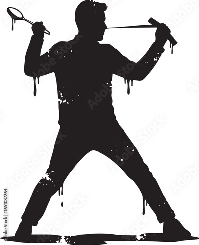Conceptual silhouette of a man demonstrating an unusual performa
