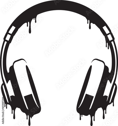 Dripping audio: stylish vector illustration of headphones with l