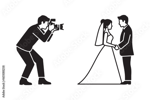 Photographer taking picture of wedding couple photography