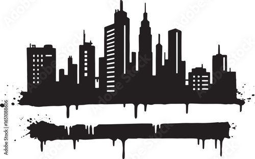 Urban sprawl: a modern city skyline silhouette with artistic spl