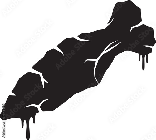 Abstract depiction of fossilized bone fragment with dripping ele