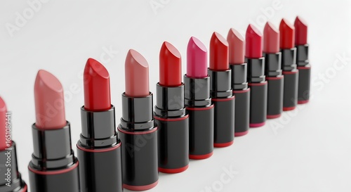 Lipstick Shades in Multiple Colors on White Background