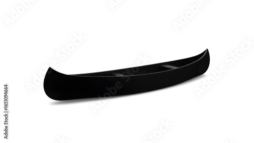 3D Render of a Black Canoe on a White Background, Minimalist and Professional Graphic Design