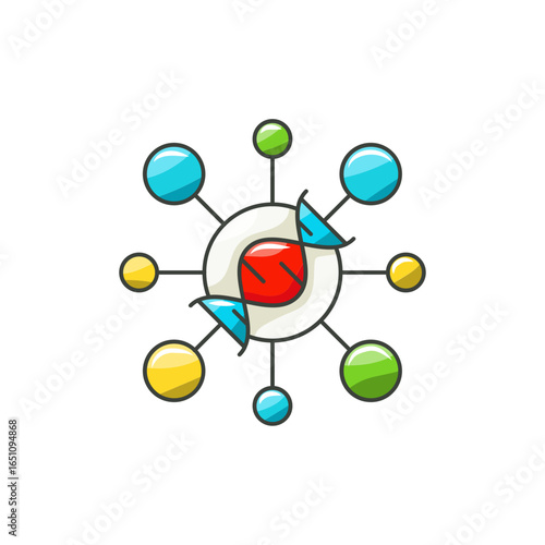 AI DNA Icon, Genetic Research Technology Vector