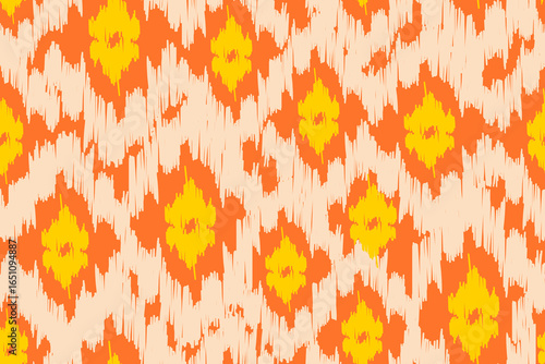 Seamless abstract ikat Repeating Pattern, colorful tone.Tribal ethnic texture. Ikat motif on the carpet.Aztec style.Abstract background for textile design, wallpaper, surface textures, wrapping paper.