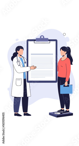 Doctor advises patient on health and wellness with medical chart