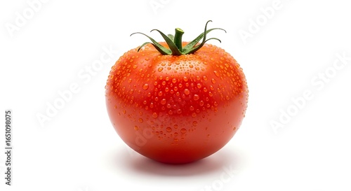 Wallpaper Mural Single ripe roma tomato with water droplets on white background Torontodigital.ca