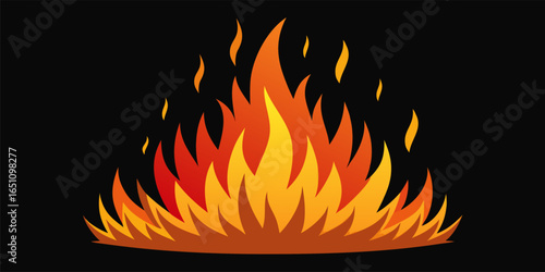 Stylized fire illustration with dynamic composition, suitable for album covers, websites and marketing