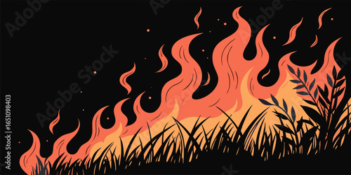 Bright fire vector art with glowing edges and flowing motion, ideal for energy and technology themes