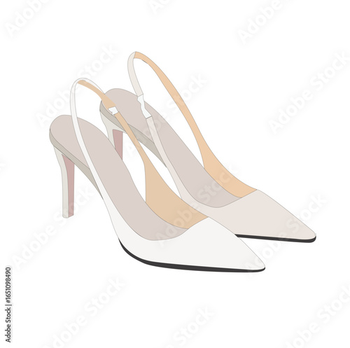 white high heels shoes. vektor