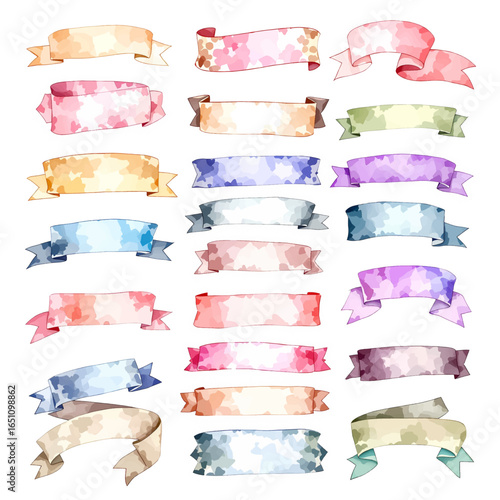 Watercolor color Tape Set, Washes Texture Background
