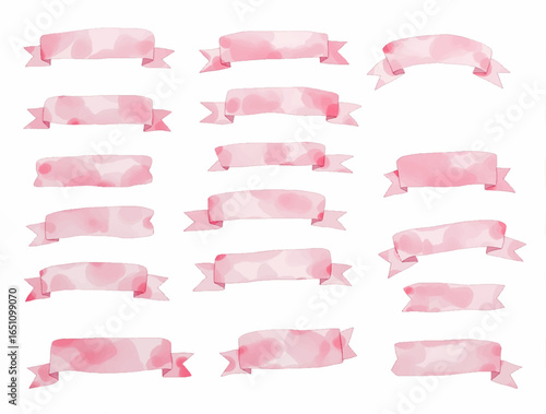 Watercolor pink Tape Set, Washes Texture Background