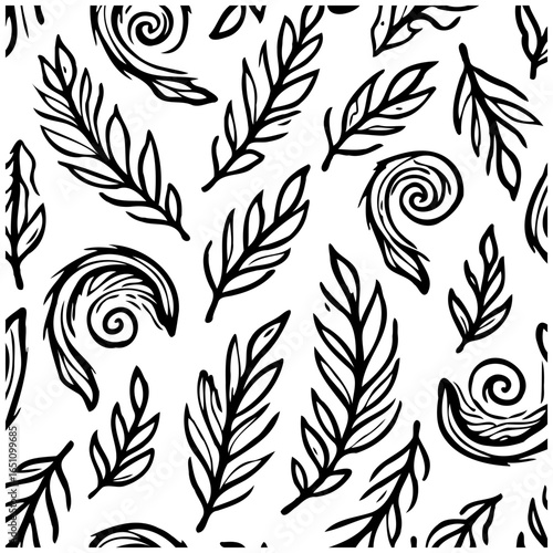 Botanical bliss a black and white seamless pattern of elegant foliage for textile design and backgrounds