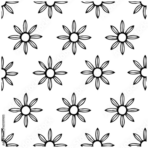 Monochrome floral pattern background repeating, delicate blooms offering a visually captivating seamless design, creating a harmonious arrangement