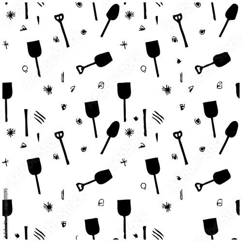 Seamless shovel pattern vector illustration creates captivating repeating motif agricultural tools artistic design endless possibilities
