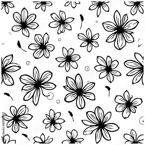 Floral elegance: a decorative background featuring minimalistic flower doodles enhancing simplicity and botanical charm for artistic projects