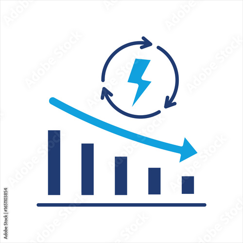 Reduce Energy Usage Flat Icon Vector Illustration