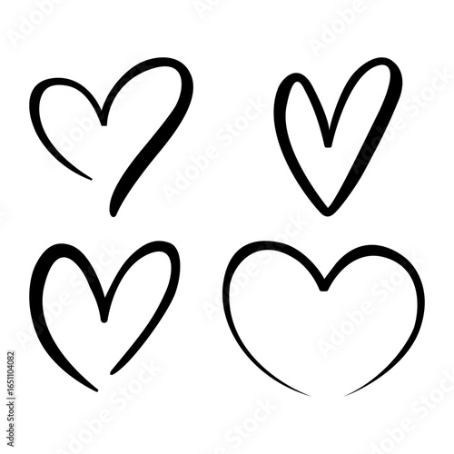 Calligraphic love heart sign. Vector Romantic illustration symbol join, passion and wedding. Calligraphy Design flat element of valentine day. Template for t-shirt, card, invitation.