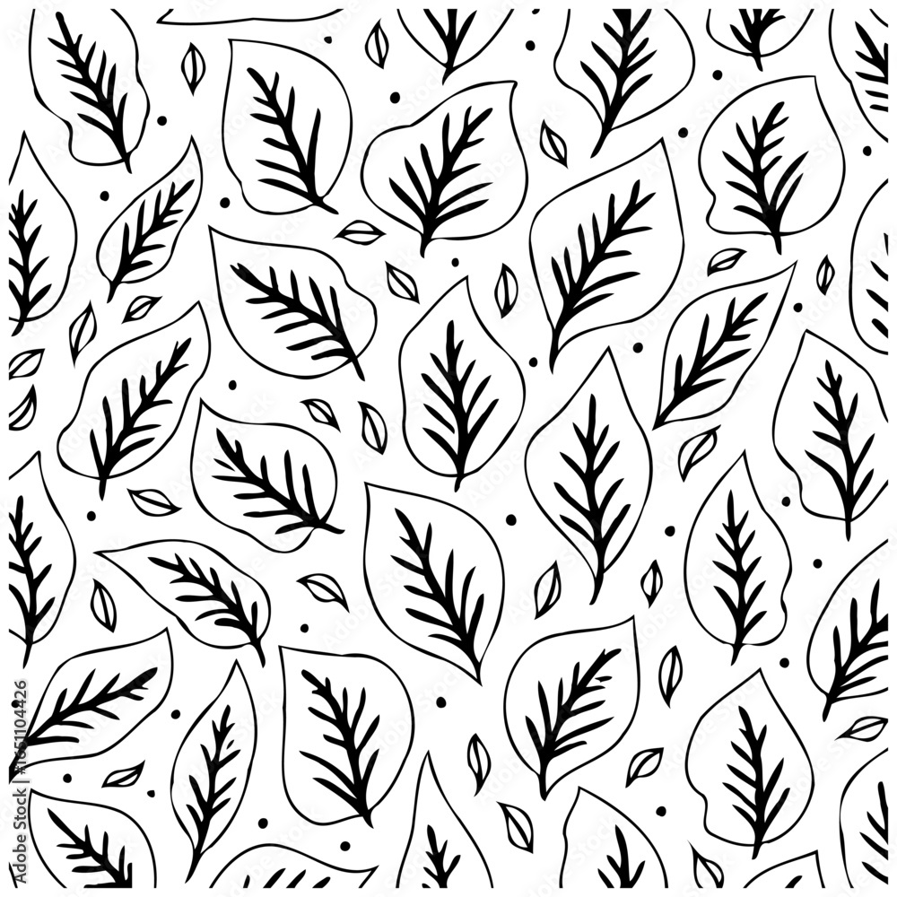 Fototapeta premium Seamless botanical pattern design with elegant leaves, intricate patterns, and natural elements perfect for textile and wallpaper