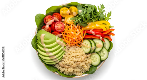 Wallpaper Mural Colorful and Healthy Salad Bowl with Fresh Vegetables and Grains on White Background Torontodigital.ca
