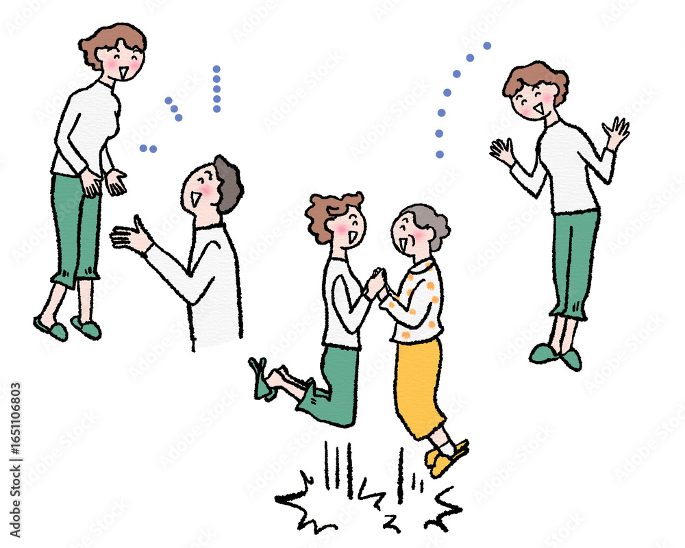 Naklejka premium 家族で喜び合うイラスト