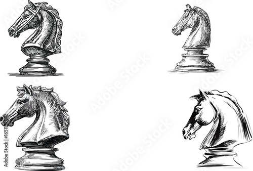 Knight Chess Piece, Hand Drawn Style VECTOR
