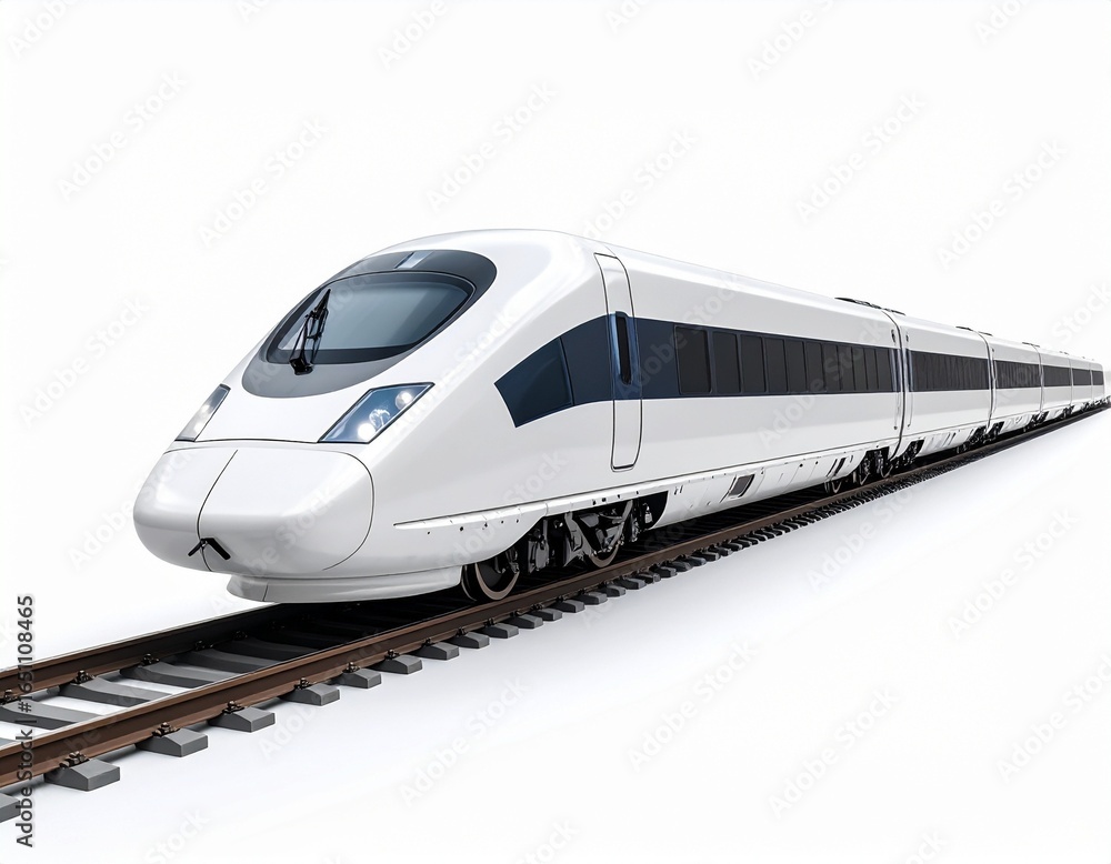 Fototapeta premium Modern High-Speed Train on a White Background