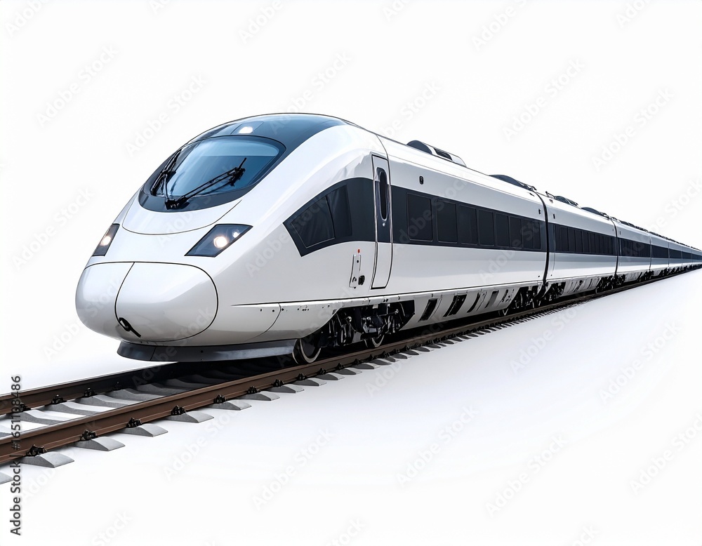 Fototapeta premium Modern High-Speed Train on a White Background