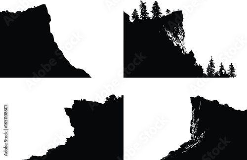 Mountain Cliffs, Silhouettes, Nature VECTOR