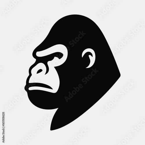 Silhouette Gorilla head logo profile powerful animal vector illustration
