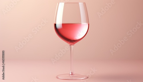 A stylish wine glass filled with light pink rose wine, set against a soft pastel background, creating an elegant and inviting atmosphere.