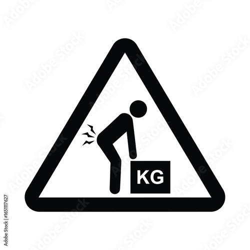 Vector illustration of warning sign for heavy lifting, isolated on white background