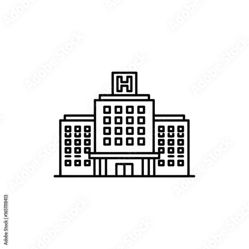 Vector illustration of hospital building icon isolated on white background