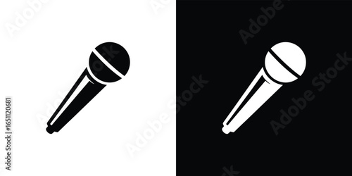 Microphone Icon, Recording, Podcasting Concept, Audio Equipment, Simple Design