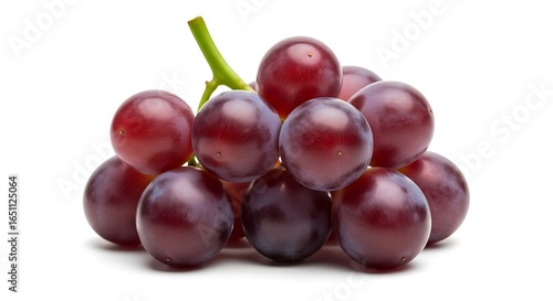 Fresh ripe red seedless grapes on a white background
