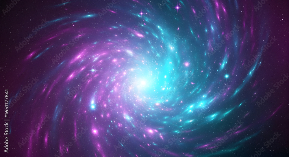 Fototapeta premium Abstract swirling galaxy with vibrant purple and teal colors.