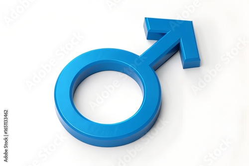 Blue Male Gender Symbol on White Background | Masculinity Icon, Gender Identity Concept, Minimal Design Visual
