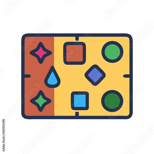 Colorful shape sorting activity mat for children's learning playtime  