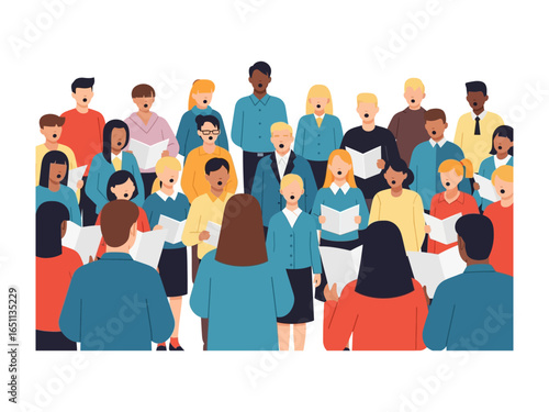 Melodious Harmony: A vibrant choir, a chorus of voices, united in song, their expressions of joy and devotion. A celebration of community and the beauty of shared melodies.