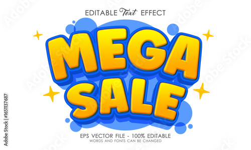 Mega sale editable 3D text effect promotion style